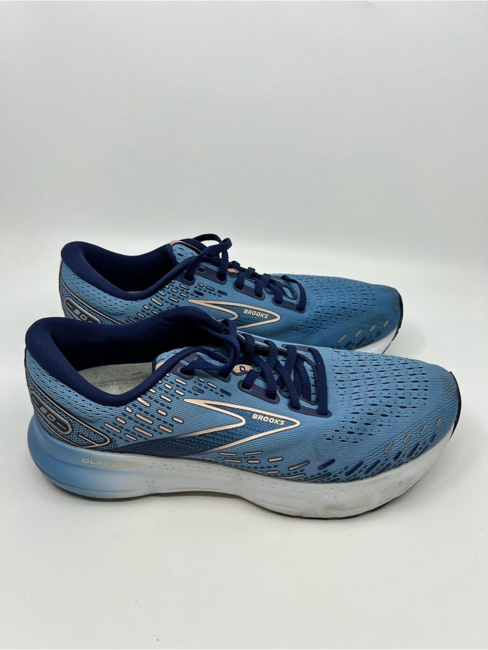 Brooks Glycerin 20 Running Shoes Womens 11B Blue Navy Peach 1203691B478 Athletic